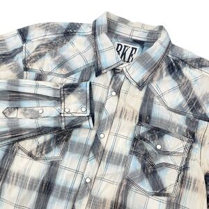 BKE Mens XXL Shirt Plaid Western Pearl Snap Athletic Fit Long Sleeve Cowboy EUC